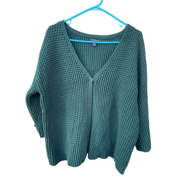 Lands’ End size L chunky knit dolman sleeves V Neck  cardigan. - Picture 1 of 6